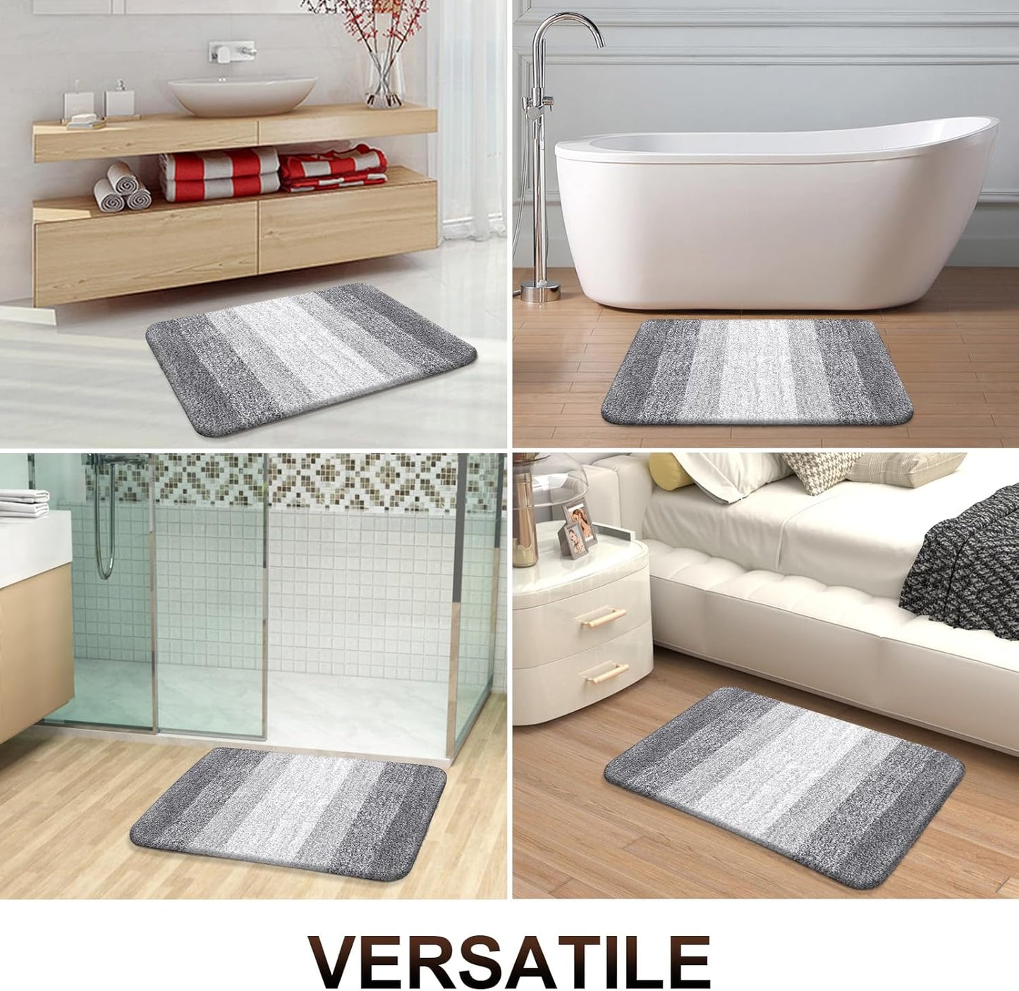 OLANLY Bathroom Runner Rugs 59x20, Extra Soft Absorbent Microfiber Bath Rugs, Rubber Backing, Quick Dry, Washable Bath Mats for Bathroom Floor, Tub and Shower, Home Decor Accessories, Light Grey