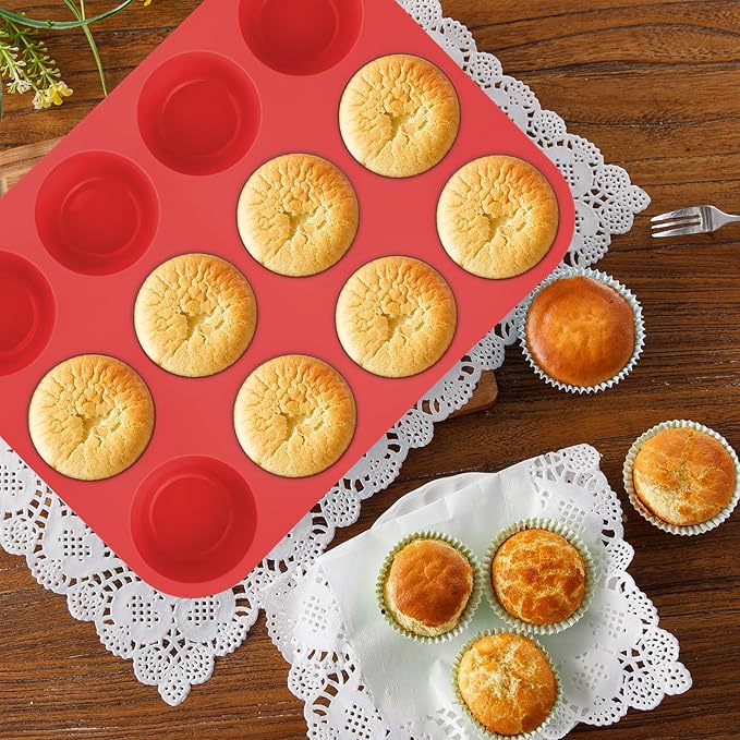 9-in-1 Nonstick Silicone Baking Pan Set, Fluted Cake Muffin Loaf Bread Pizza Cupcake Mold Tray, Heat Resistant Bakeware Utensils Kit
