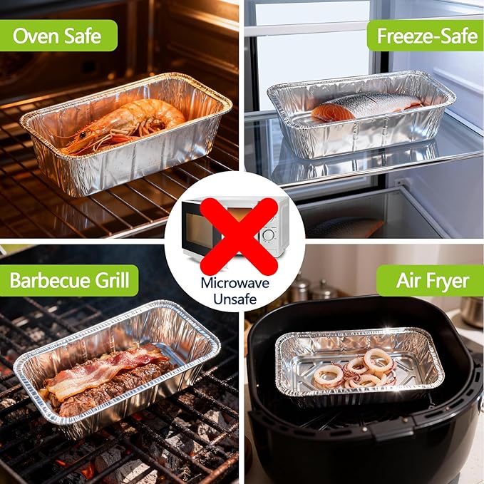 UBeesize 2Lb Thicker & Heavy Duty Disposable Aluminum Loaf Pans, 100 Pack Ultra Sturdy 8.5 x 4.5 Foil Bread Pans for Baking Banana Bread, Cakes, Meatloaf & Food Storage