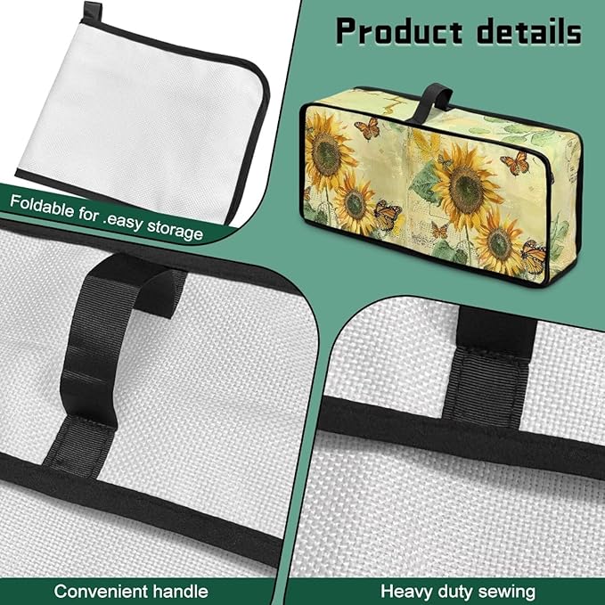Sunflower Butterfly Toaster Cover Long Slot 2 Slice Slim Toaster Cover, Heat-Resistant Small Appliance Covers Dustproof Protective Covers for Furniture Decor