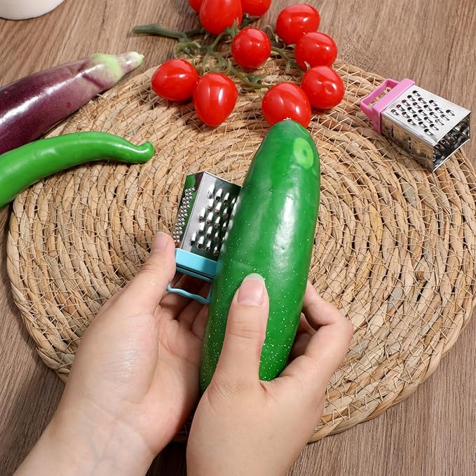 6Pcs Mini Cheese Grater, Stainless Steel Professional Box Grater Efficient Kitchen Small Gadget for Grating Garlic Ginger Vegetable Chocolate Parmesan