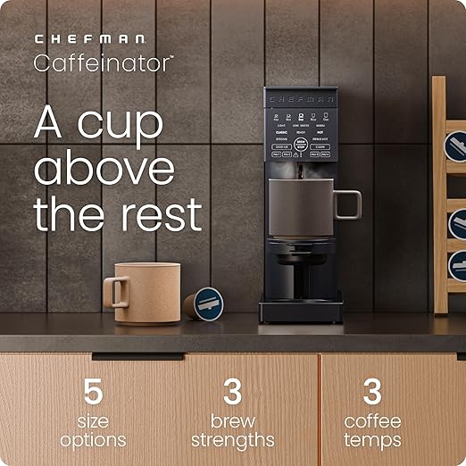 Chefman Single Serve Coffee Maker, Works with K-Cup & Grounds