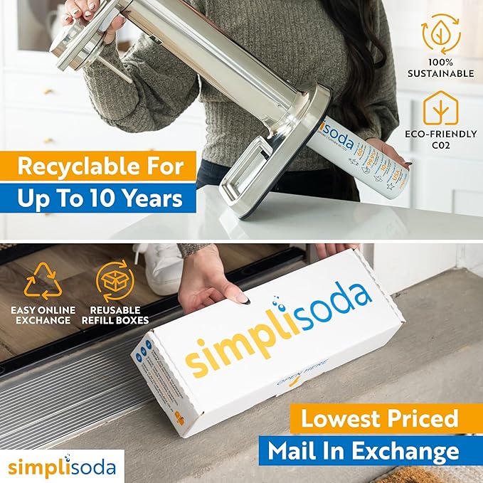 60L CO2 Canister Cylinders - Compatible w/Sodastream BLUE Screw-In Only, Ninja Thirsti, Philips, and More - Threaded Style Soda Streaming Machine CO2 Tanks Gas Refill, | 14.5 oz, 1 Pack