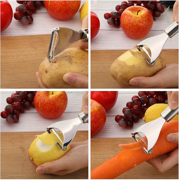 Patelai 2 Pieces Stainless Steel Lemon Citrus Peeler with Channel Knife and Orange Lemon Peelers for Cocktails Fruit Grater Zester Tools for Kitchen Bar Restaurant