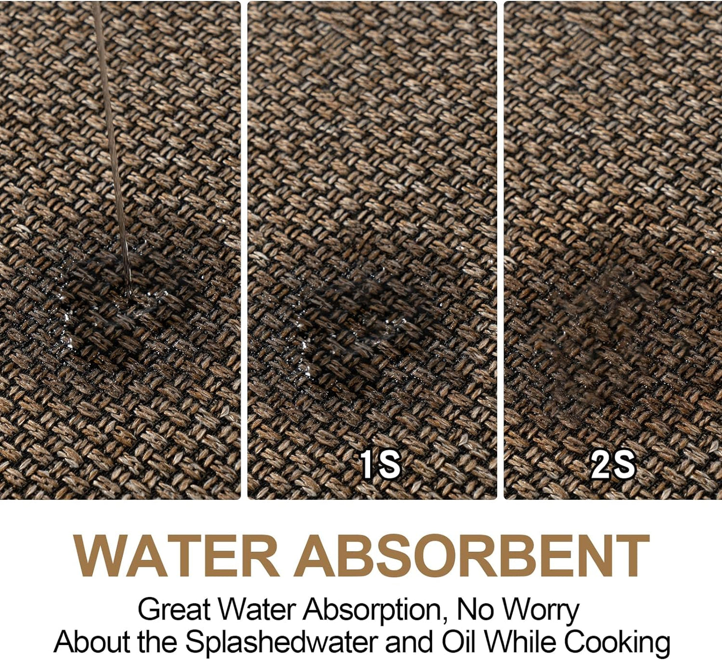 Kitchen Mat 1 PCS, Cushioned Non Slip Rugs for Kitchen Floor, Absorbent Runner Comfort Standing Mats Washable for Kitchen, Office, Home (Brown, 17.3"x47")