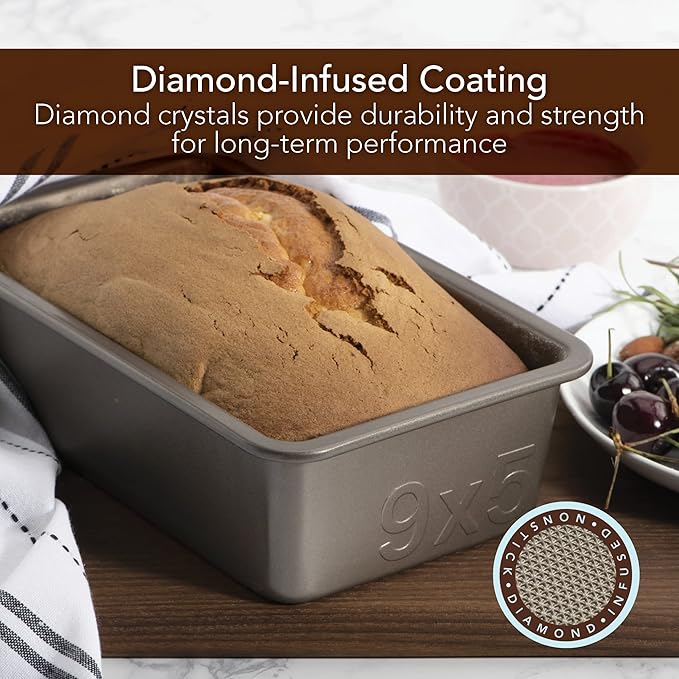 GoodCook Best Ever Nonstick Textured Aluminized Steel Loaf Pan, 9" x 5", Champagne