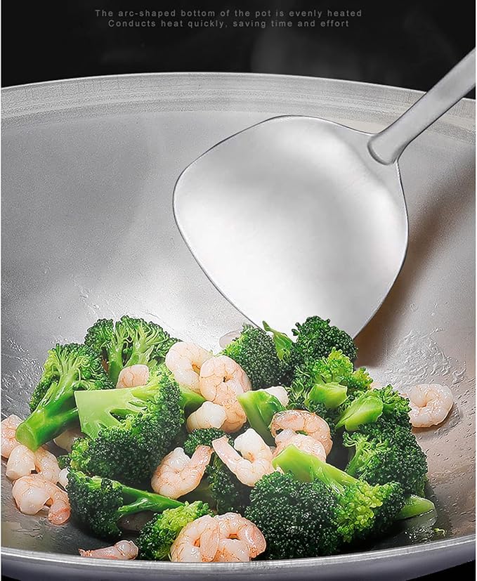 Large Iron Wok, Commercial Large Iron Wok Pan, Double Ear Wok, Not Easy to Rust,40x40x12cm