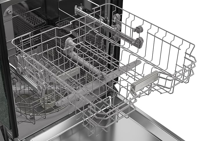 Sharp SDW6504MS Stainless Steel Dishwasher, 24-inch Pocket Handle, 52 dB, Hybrid Tub, 12 Place Settings, 5 Cycles, Heated Dry