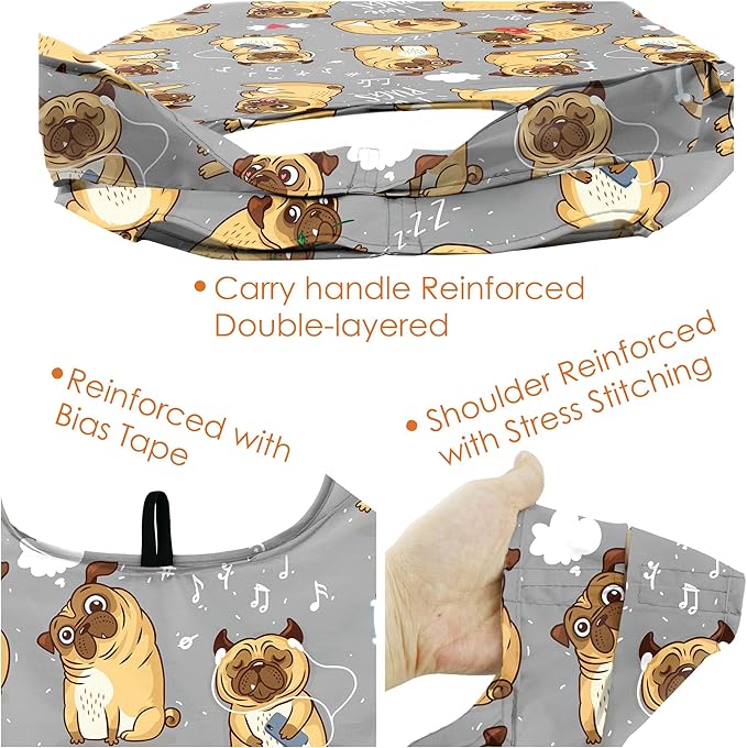 BeeGreen Dog Lover Gifts for Women Animals Reusable Grocery Bags Shopping Bags Bulk 6 Pack 50LBS X-Large Foldable-Machine Washable Shepherd Collie Bulldog Dog Paws Pet Bags