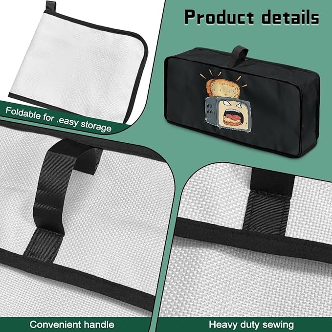Slim Toaster 2 Slice Compact Thin Cover for 2 Slice Slim Toaster Funny Bread Print Dust Covers for Kitchen Appliances, Easy to Fold and Carry Water-Resistant