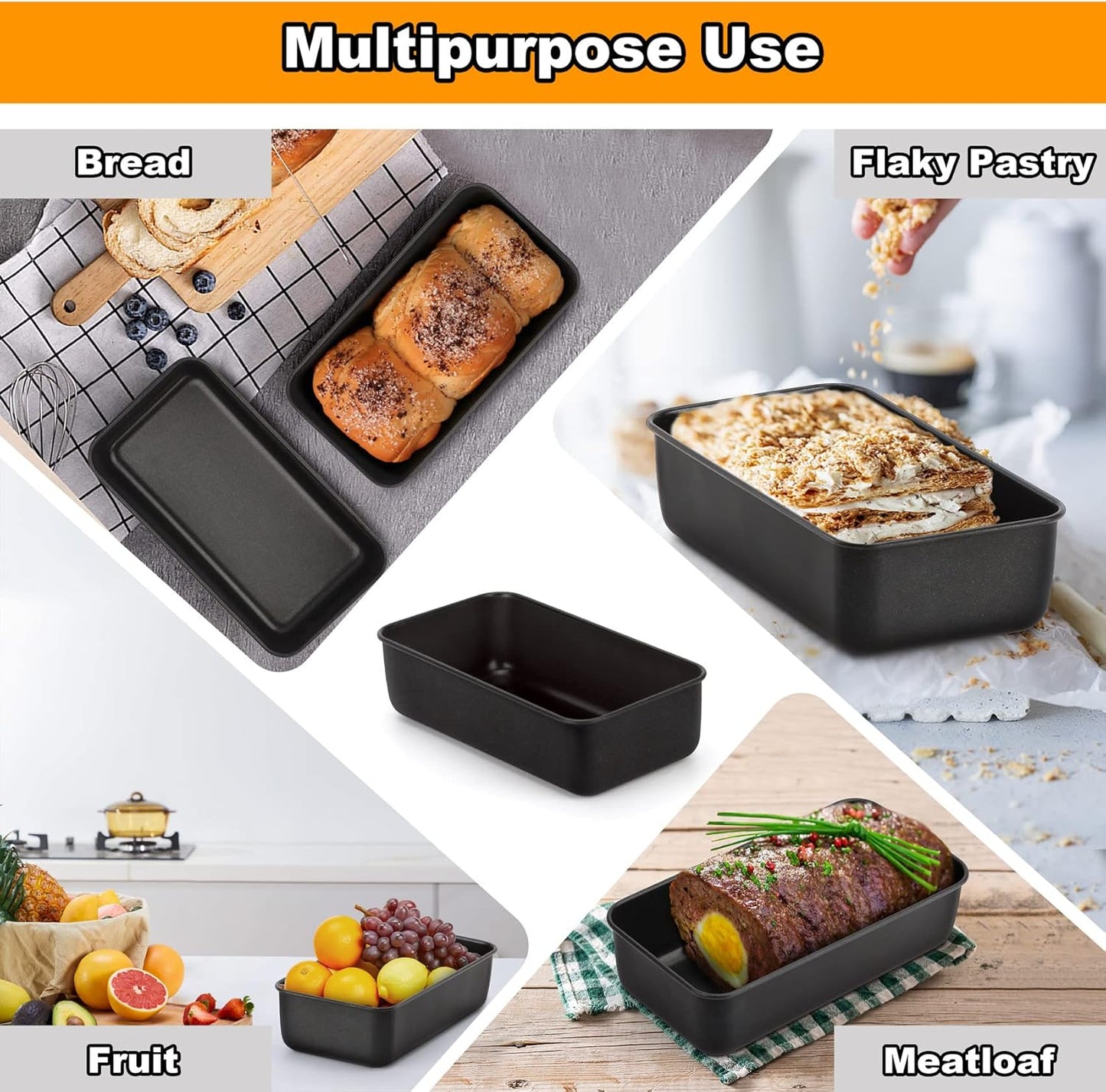LIANYU 2 Pack Bread Loaf Pan for Baking, 9×5 Inch Nonstick Stainless Steel Bread Baking Loaf Pan, Meatloaf Tin for Homemade Banana Sourdough, Dishwasher Safe