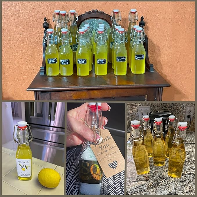 WILLDAN Set of 12-8.5oz Swing Top Glass Bottles - Flip Top Brewing Bottles For Kombucha, Kefir, Vanilla Extract, Beer - Airtight Caps and Leak Proof Lids, Bonus Gaskets and Funnel