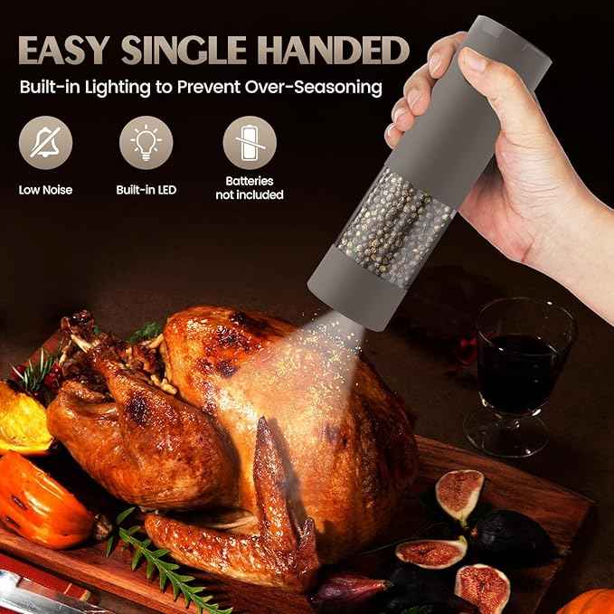 Electric Salt and Pepper Grinder Set Automatic Adjustable Coarseness Pepper Grinder Shakers Set Kitchen Products Anniversary Birthday Ideas Gifts for Men