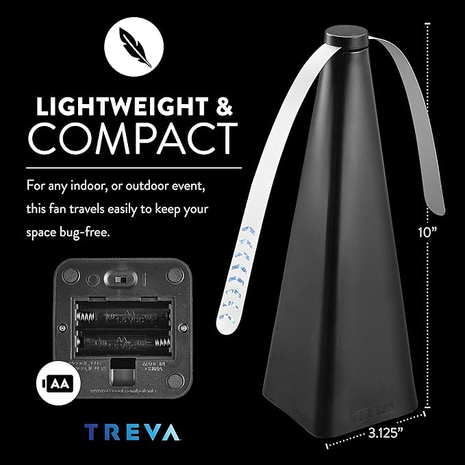 Treva Bug Fan Fly Deterrent with Holographic Blades to Clear Bugs, Mosquitoes, and Flies, Battery Powered Fly Fan 2 Pack