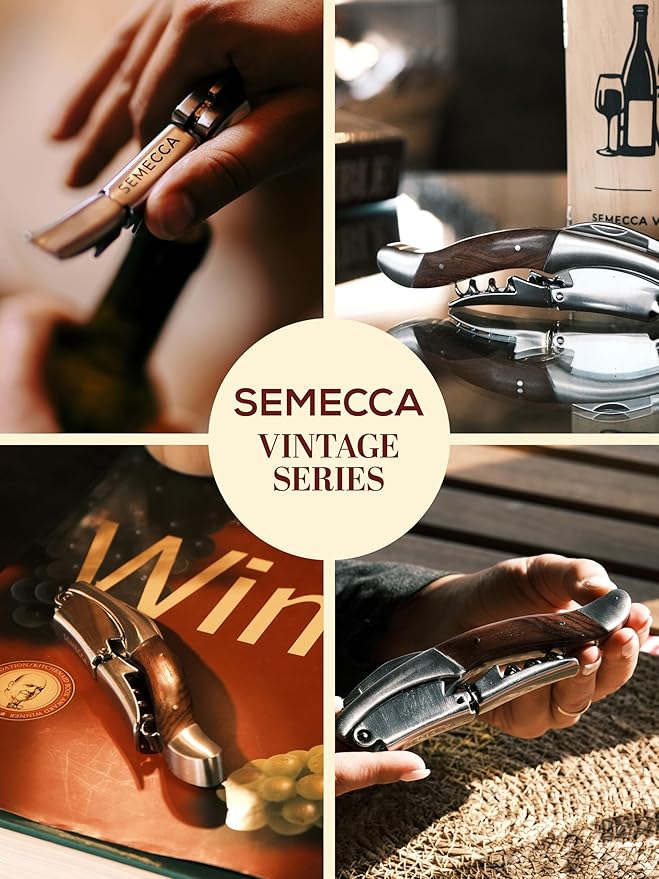 Semecca® Wine Opener – Professional Waiter’s Corkscrew, Double Hinged Wine Key, Wine Bottle Opener with Wooden Gift Box, for Wine Lovers