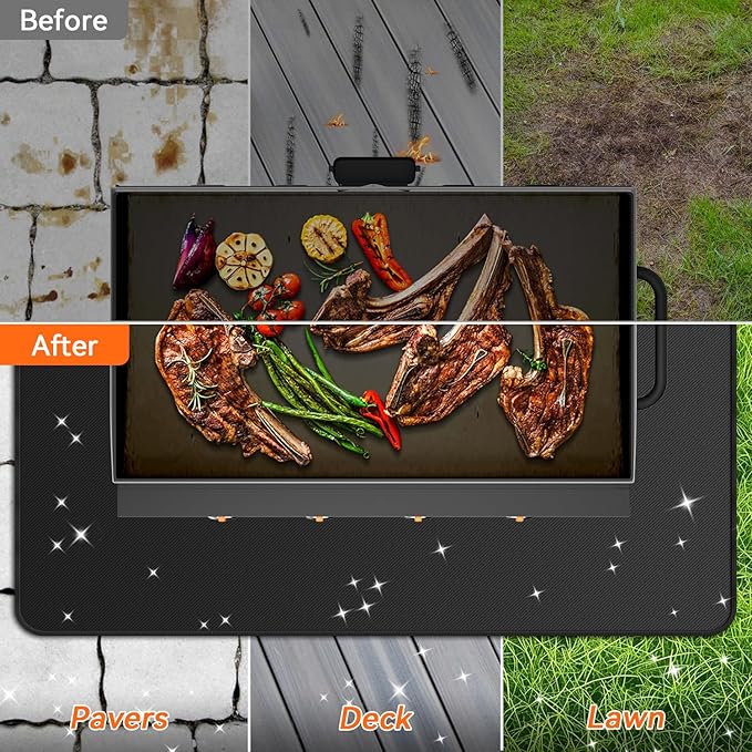 65x39 inches Large Under Grill Mats for Blackstone, Double-Sided Fireproof Outdoor Grill Protective Mat, Oilproof Waterproof BBQ Fire Pit Fireplace Mat