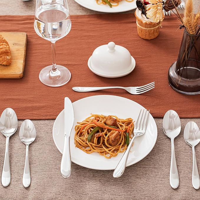 KINGSTONE 60-Piece Silverware Set for 12,18/10 Premium Stainless Steel Flatware Set, for Home, Restaurant, Wedding and Party Use, Mirror-Polished Cutlery Set, Dishwasher Safe