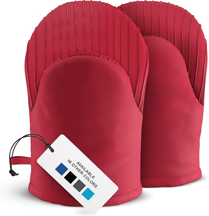 Big Red House - Silicone Mini Oven Mitts - Red Set of 2 - Heat Resistant to 536 F / 280 C Kitchen Gloves Professional Grade Pot Holders for Cooking Baking