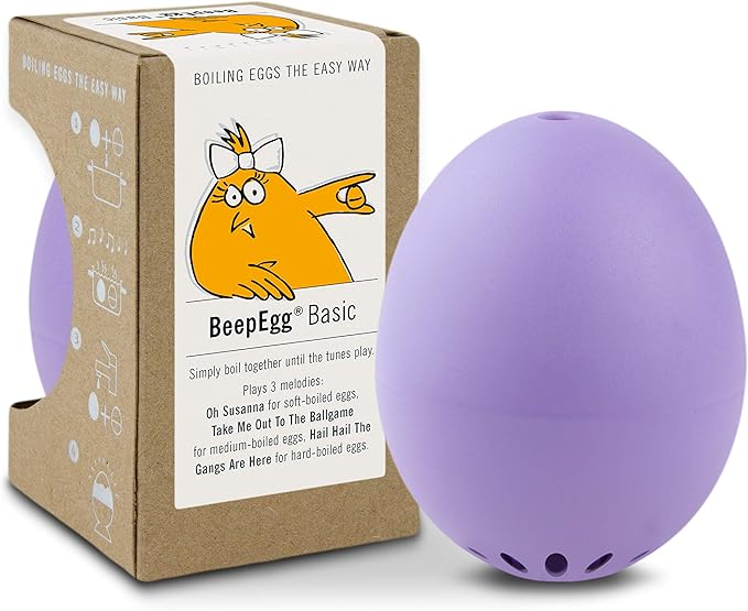 BeepEgg Basic Purple – Egg Timer for Boiling Eggs – Musical Egg Cooker for Soft, Medium, Hard Boiled Eggs – Food Safe – Singing Floating Egg Timer – Egg Cooker for 3 Levels of Doneness - Brainstream