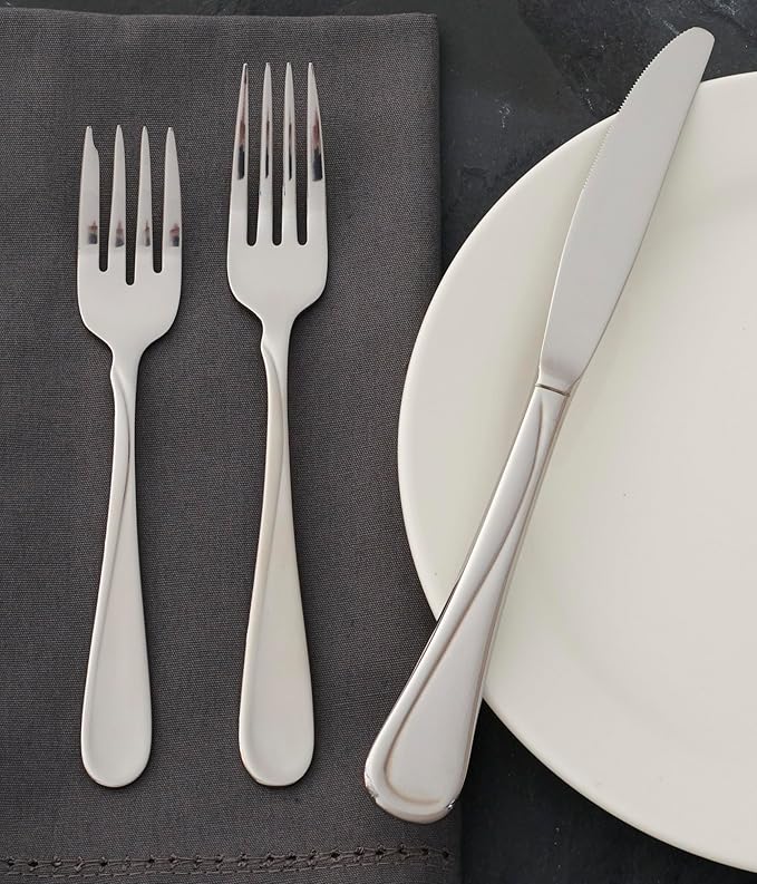 Oneida Silverware Set, Flight Everyday Flatware 6-Piece Dinner Fork Set, Service For 6, 18/0 Stainless Steel Dinner Forks, Rust Resistant, Dishwasher Safe, Home & Kitchen Utensils (Silver 6 Piece)