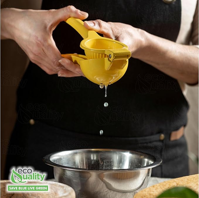 EcoQuality Heavy Duty Handheld Yellow Citrus Juice Squeezer Premium Lemon, Lime & Orange Press for Maximum Extraction Easy to Use, Durable and Rust Resistant Metal Manual Juicer (4)