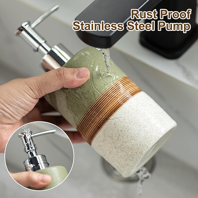 Dish Soap Dispenser for Bathroom, Hand Soap Dispenser with Stainless Steel Pump, Includes Silicone Funnel, Non-Slip Lotion Dispenser, Matte Finish, Kitchen Decor