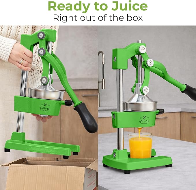 Zulay Kitchen Cast Iron Juicer - Heavy Duty Manual Juicer with Detachable Strainers for Easy Cleaning, Orange Juice Press for Citrus Fruits, Perfect for Bartenders, Juice Lovers & Health Enthusiasts