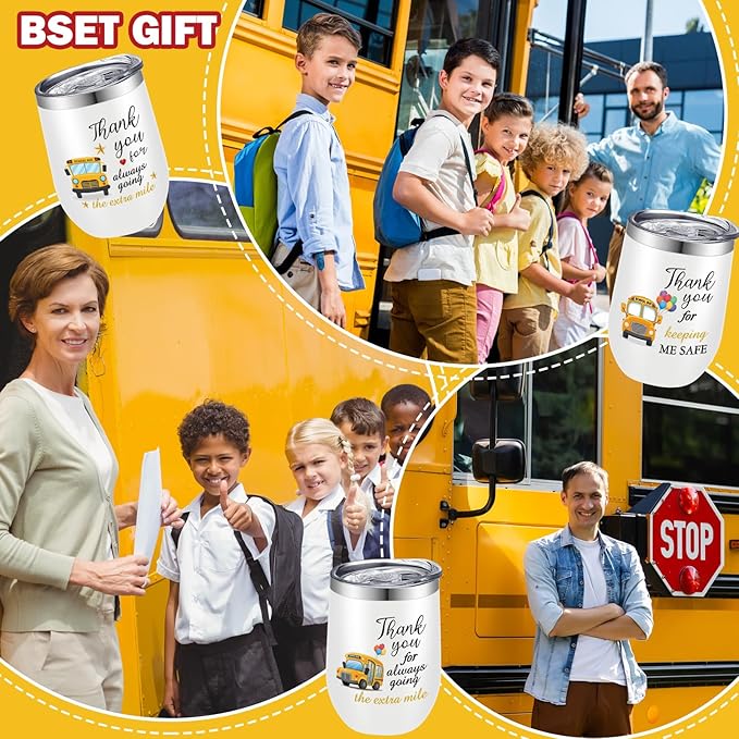 Layhit 6 Pcs School Bus Driver Appreciation Gift Cups Bulk Graduation Gifts for Bus Driver Tumblers 12 oz Stainless Steel with Lids and Straw Back to School Drivers Appreciation Gifts