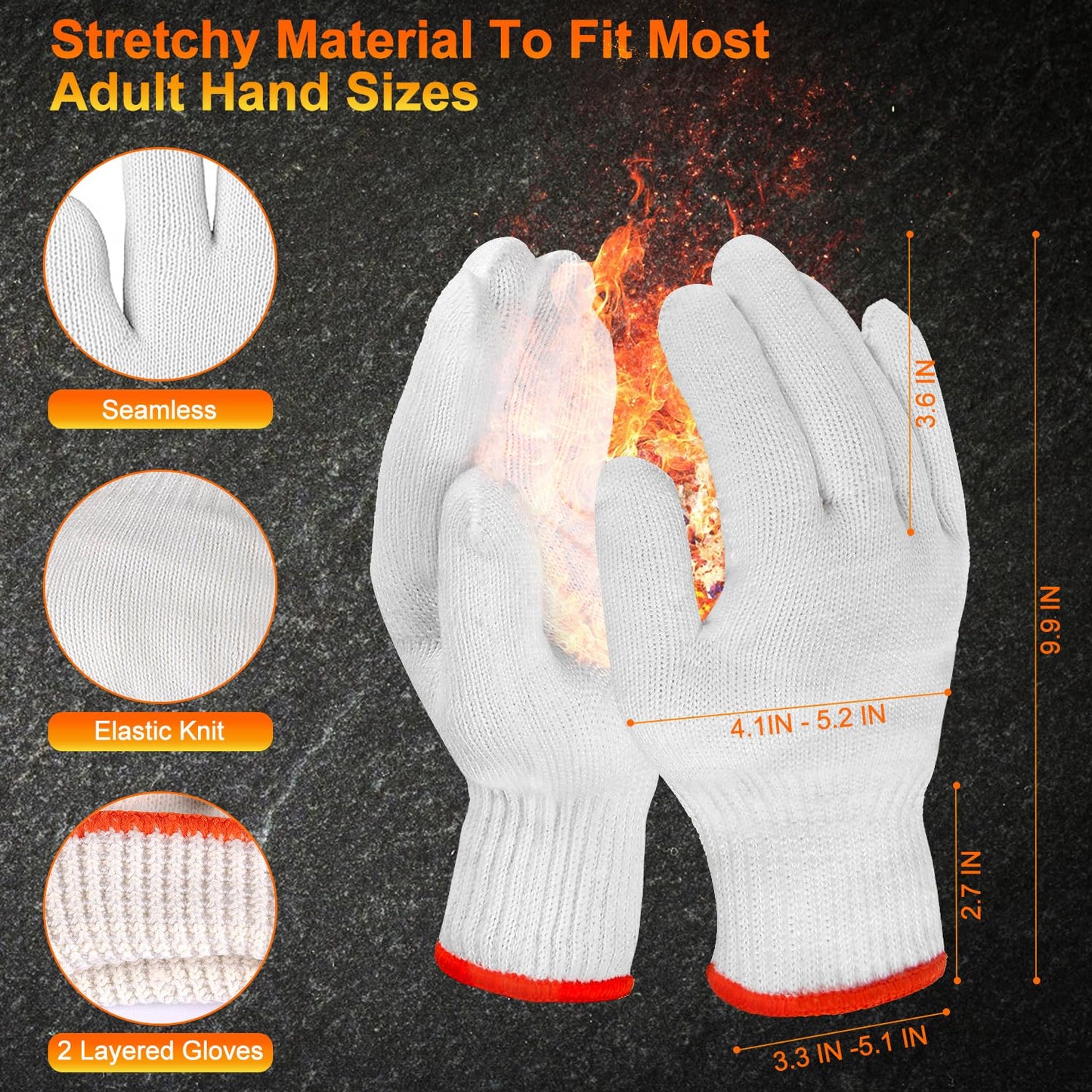 BBQ Gloves for Cooking Baking Grilling, 100 Count Disposable Nitrile Gloves and 4 Count Cotton Glove Liners Washable (6mil Nitrile, X-Large)