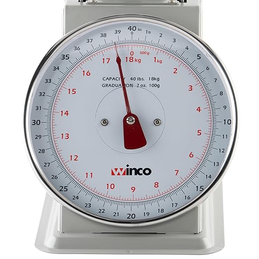 Winco 40-Pound/18.18kg Scale with 8-Inch Dial, Medium, White, Steel