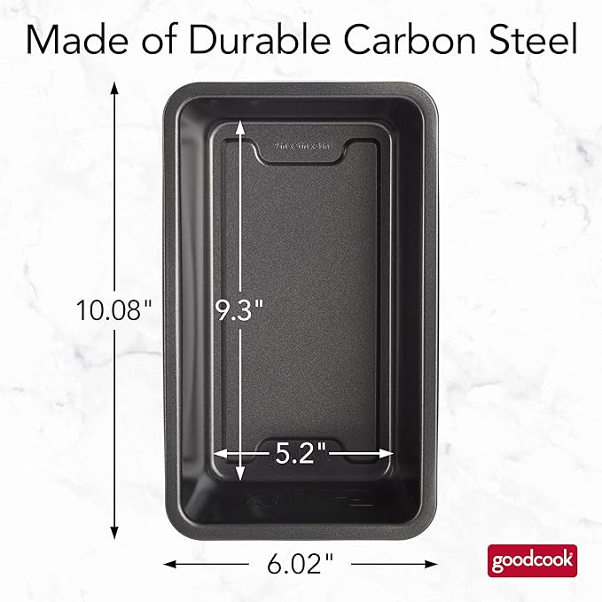 GoodCook PRO Loaf Pan Nonstick Carbon Steel Bakeware with Easy-Clean Non-Stick Coating, Oven & Dishwasher Safe Pan for Breads Pound Cakes Banana Breads & More, 9 x 5-Inch, Gray