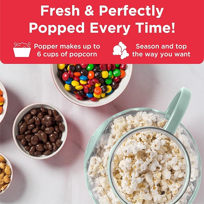 Ecolution Patented Micro-Pop Microwave Popcorn Popper with Temperature Safe Glass, 3-in-1 Lid Measures Kernels and Melts Butter, Made Without BPA, Dishwasher Safe, 1.5-Quart, Aqua