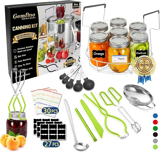 Gemfino Canning Supplies Starter Kit with Canning Rack,Canning Kit for Beginners
