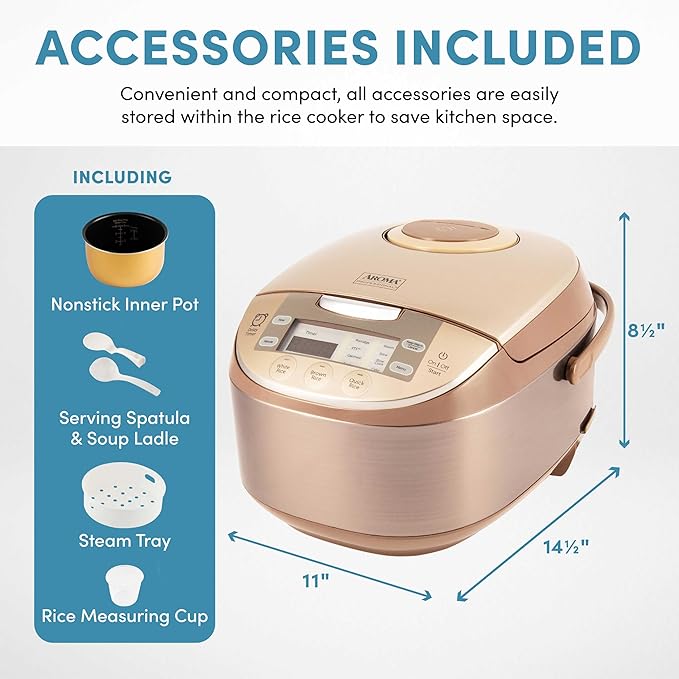 Aroma Housewares ARC-6106 Aroma Professional 6 Cups Uncooked Rice, Slow Cooker, Food Steamer, MultiCooker, Champagne