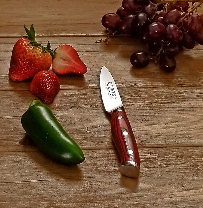 Ergo Chef Crimson Series Paring Knife 3.5-Inch - Forged High Carbon X50CrMoV15 German Stainless Steel with G10 Handles