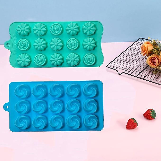 Gummy Candy Molds - 4Pcs Silicone Chocolate Mold, Non-stick and Bpa Free for Chocolate, Baking, Jelly, Wax Melt, Ice Cubes