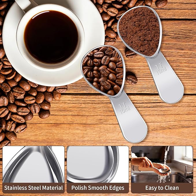 3 Pcs Coffee Scoop,1 Tbsp Stainless Steel Measuring Spoon,Tablespoon,Short Handle,Laser Engraved Mark,Drop Resistant,Spoons for Tea,Sugar,Flour or Coffe