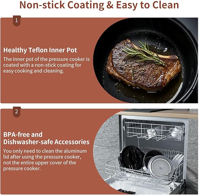 6 Qt Electric Pressure Cooker 9-in-1, 14 Presets Instant Multi-Function Pot, Slow Cooker, Rice Cooker, Cake Maker, Non-Stick, Stainless Steel
