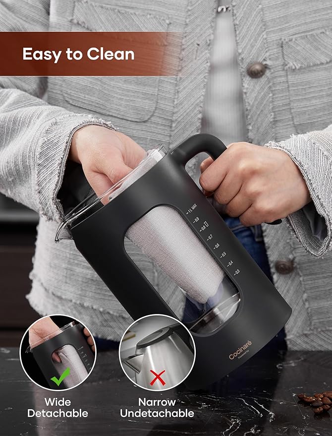 Electric Tea Kettle, INTASTING Glass Electric Kettle with tea Infuser and Precise knob temperature control, 1200W Fast Heating, BPA-Free, Easy to Clean, 1 Liter (Wood)