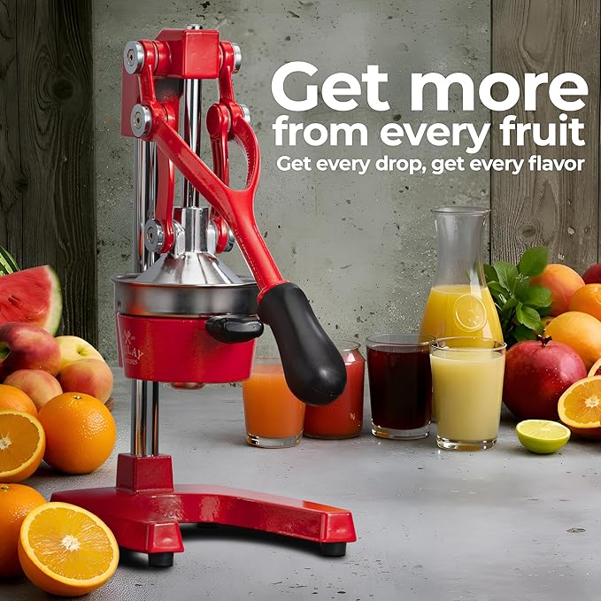 Zulay Kitchen Cast Iron Juicer - Heavy Duty Manual Juicer with Detachable Strainers for Easy Cleaning, Orange Juice Press for Citrus Fruits, Perfect for Bartenders, Juice Lovers & Health Enthusiasts