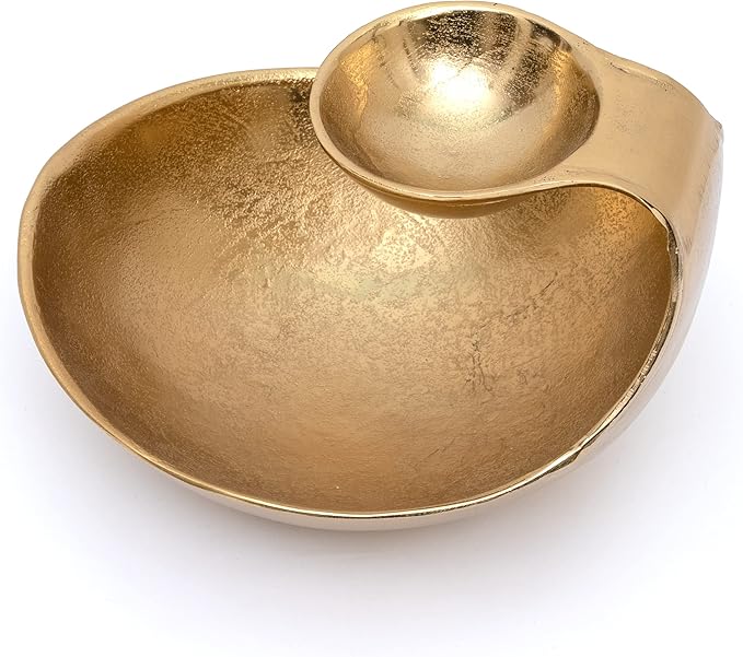 Brass Chip and Dip Serving Bowl Gold Brass Tiered Snack, Candy & Salad Bowl Decorative Centerpiece Serving Platter Nuts, Chip & Dip, Salsas, Tray, Serveware Home Decor Gift Entertaining Centerpiece