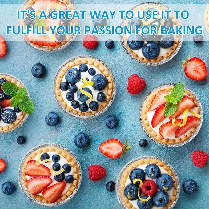 Mini Pie Tins 6 Inch 50Pcs Disposable - Aluminum Pie Pan for Baking Tarts, Cakes, and Quiche, Ideal Mini Pie Pans for Parties and Weddings(50, 6 Inch)
