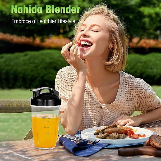 Nahida Blender for Smoothies, 1200W Smoothie Blender for Ices Crushing, Blenders with (2) 6-Fin Blades, Personal Blenders for Kitchen with 23oz, 32oz, 37oz Easy Go Cups for Juices, 1200W, Brown