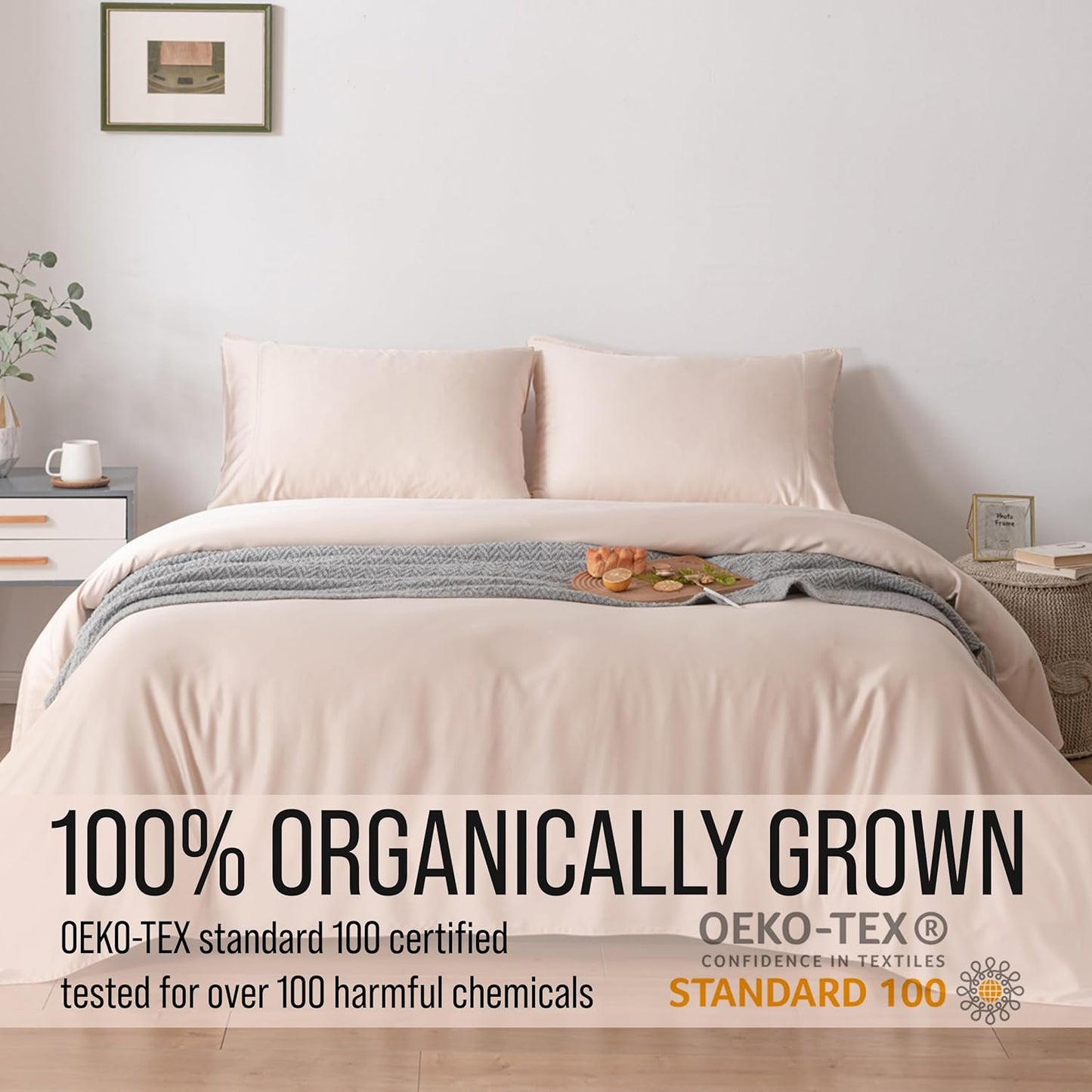 Bella Coterie Luxury Bamboo Viscose Twin Size Sheet Set | 100% Organically Grown | Ultra Soft | Cooling for Hot Sleepers | 18" Deep Pocket [Champagne]