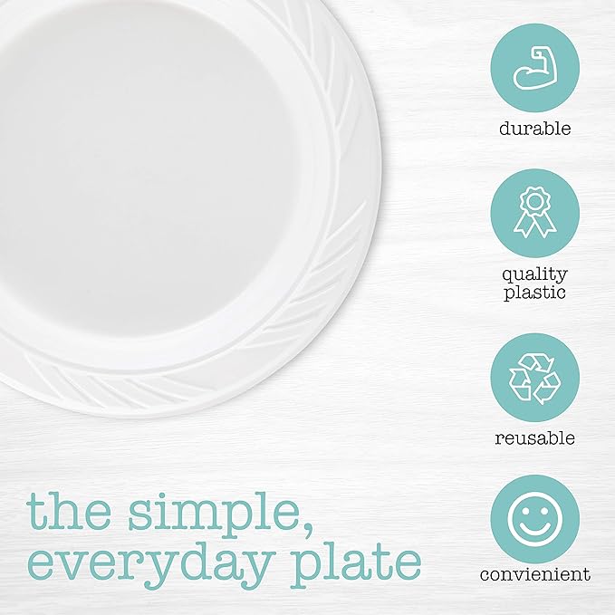 PLASTICPRO 100 Count Disposable 6 Inch White Plastic Dessert Plates