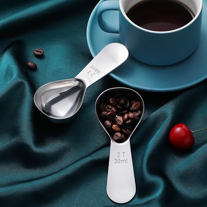Patelai 3 Pieces Coffee Scoop Tablespoon Measuring Spoons Stainless Steel Coffee Scoops Short Handle Tablespoon for Tea Sugar Kitchen Gifts(30 ml,Silver)