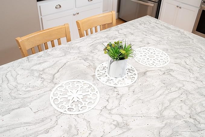 GASARÉ, Extra Large, Thick, 10" Silicone Trivets for Hot Dishes, Pots, and Pans, Hot Pads for Countertops, Flexible, Dishwasher Safe, 10 x ¼ Inches, Set of 3, White