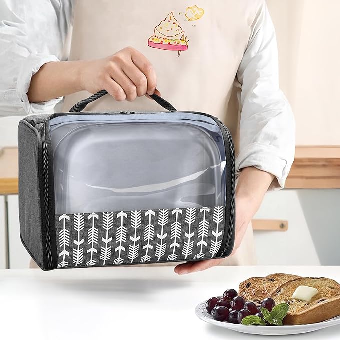 YARWO 2 Slice Toaster Cover with Bottom and Solid Structure, Dust Cover Compatible with Amazon Basics 2 slice, Elite Gourmet Toaster, Small Bread Machine Bag with Visible Window, 11.4 x 8.3 x 8 in