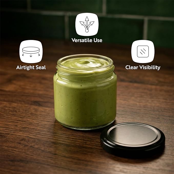Restaurantware 100 Pack Of Glass Jars, 6 Oz Durable Glass Jars With Lids, Small Mason Jar For Food Reusable Hot And Cold Friendly, For Restaurants And Kitchens, Clear Storage Jar