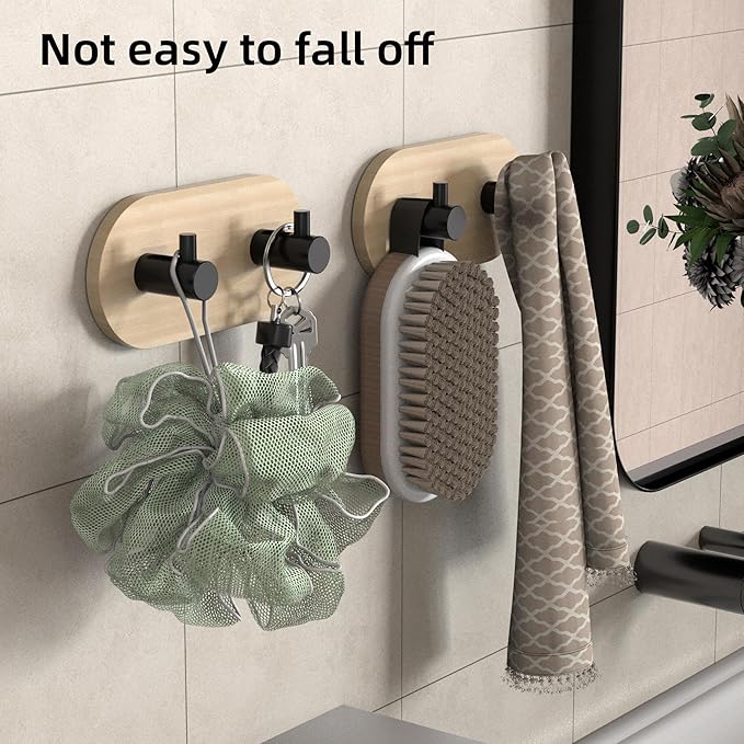 Kayqi 304 Stainless Steel Minimalist Hooks, Suitable for Various Settings Such as bathrooms, Kitchens, and entryways (Set of 3). (Black)